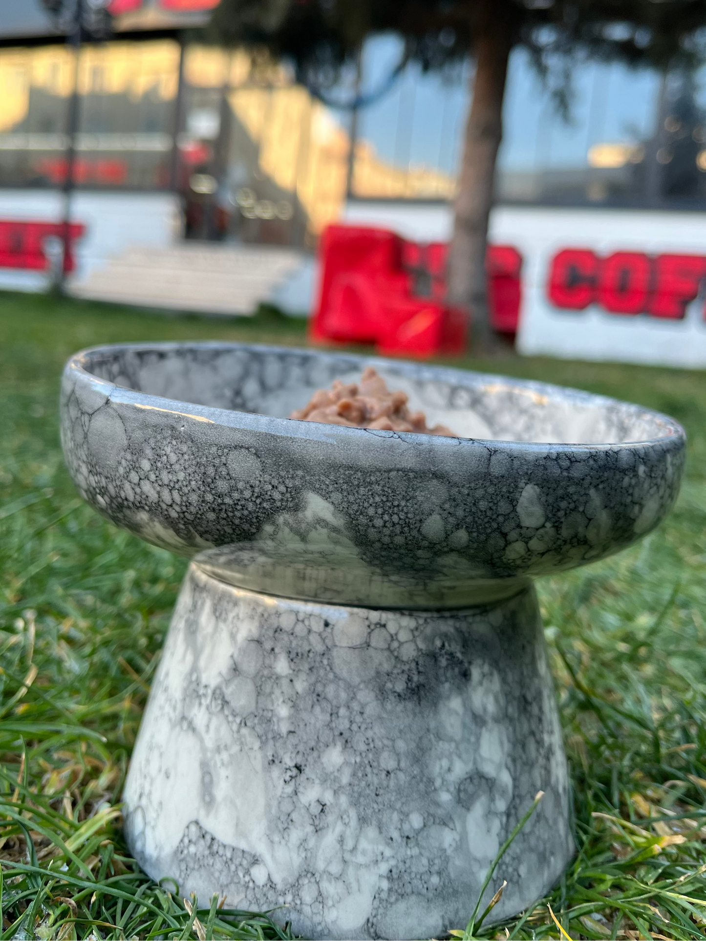 Eğimli Seramik Mama Ve Su Kabı